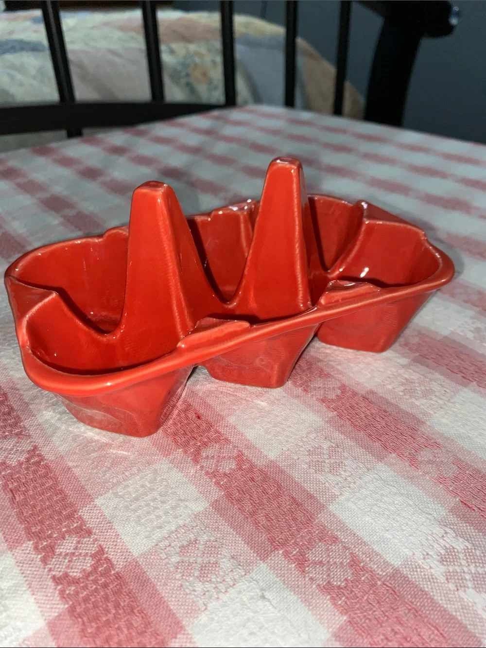 Coral Red Ceramic 6 Egg Holder